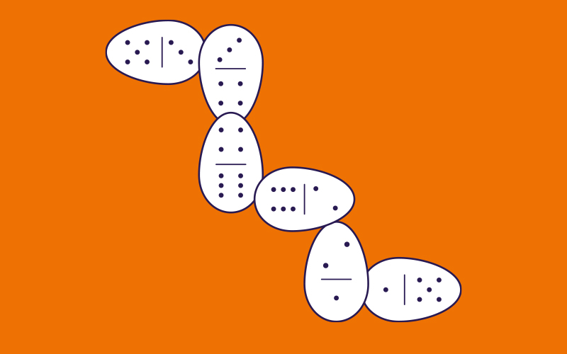 Ilustração que represente a atividade: Dominó em formato de ovos