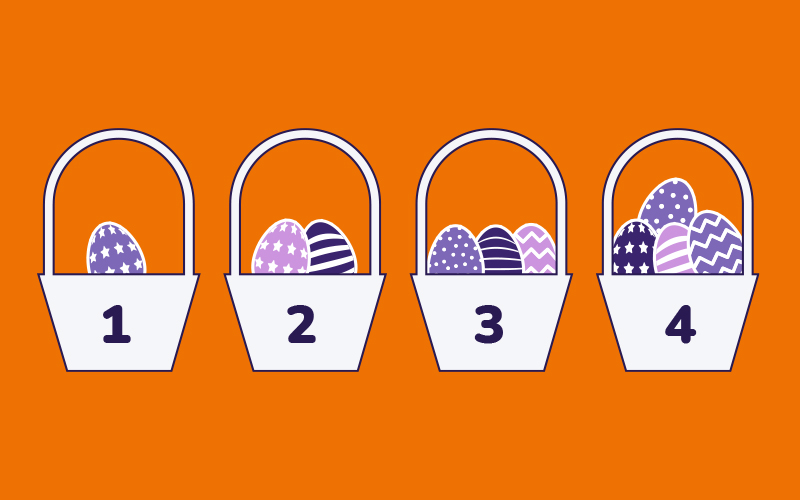 Ilustração que represente a atividade: Colocando os ovos na cesta